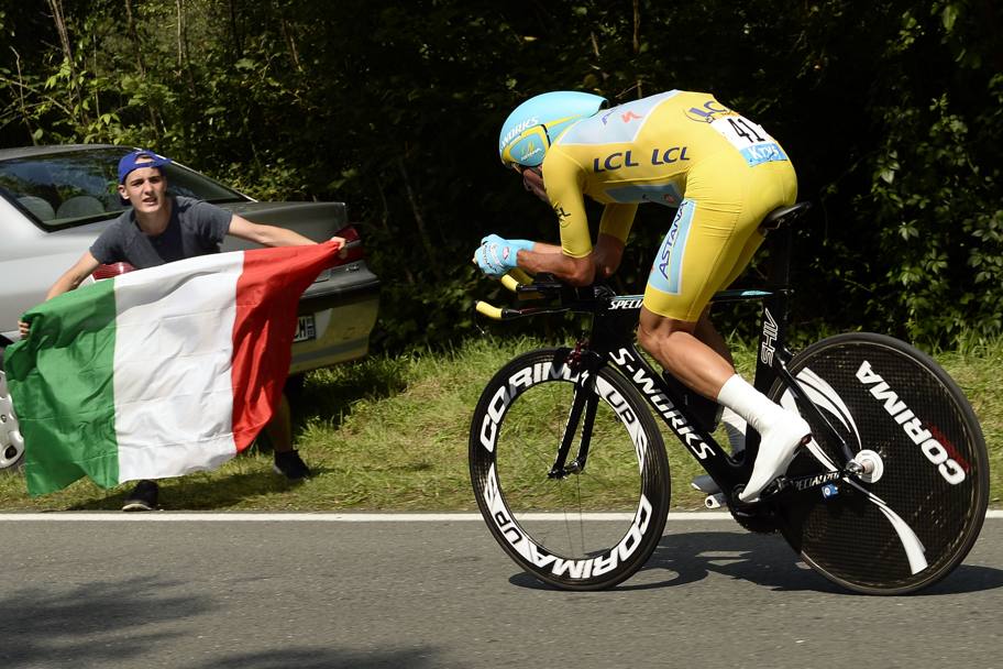 In azione durante la crono finale del 101 Tour de France, tra Bergerac e Perigueux (Afp)